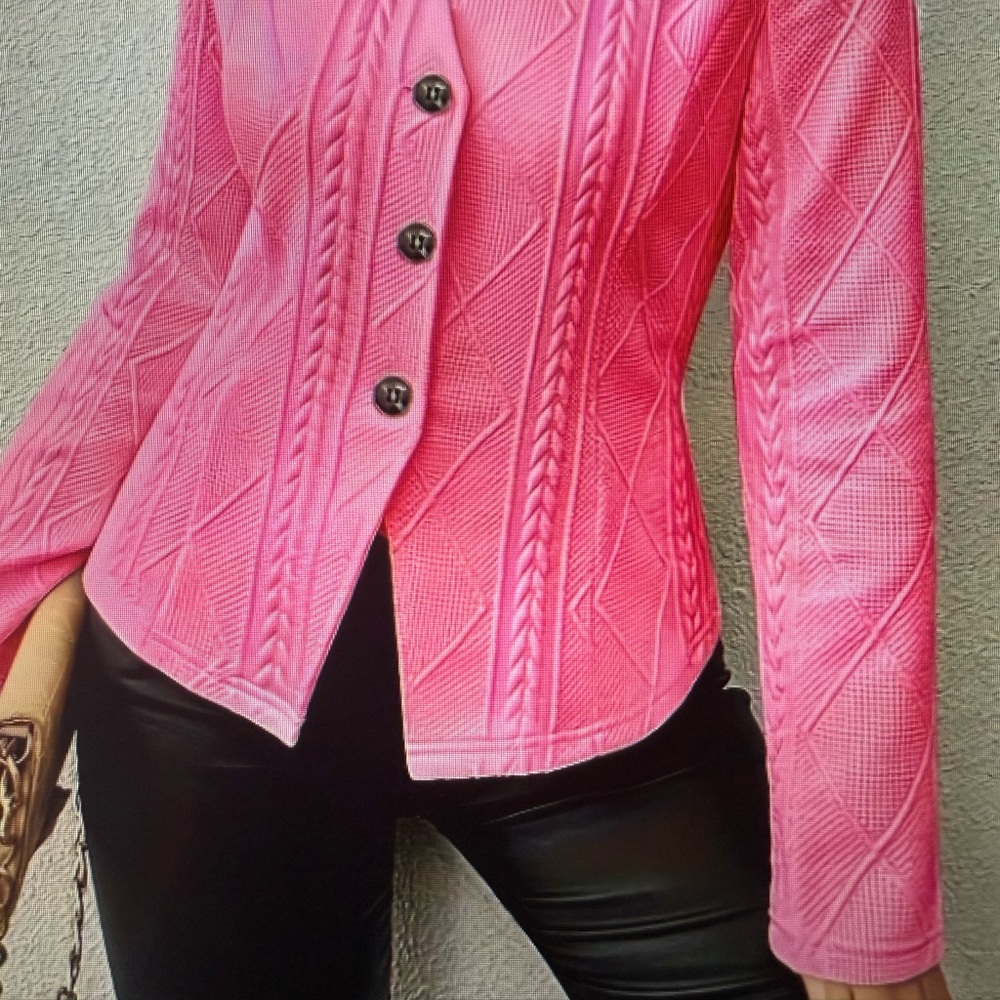 Pink Quilted Blazer with Structured Silhouette NEW